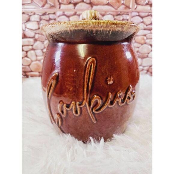 Hull Pottery Brown Drip Cookie Jar With Lid - Picture 1 of 11